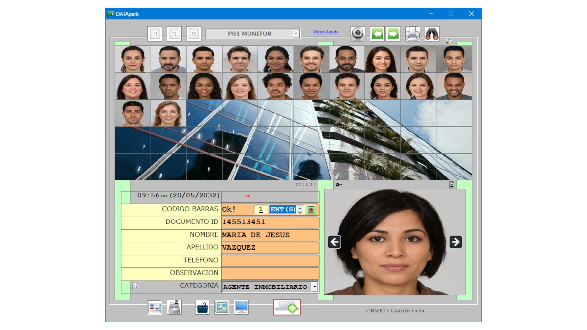 Registro de ingreso con foto y código de barras en software DATApark para control acceso de visitantes